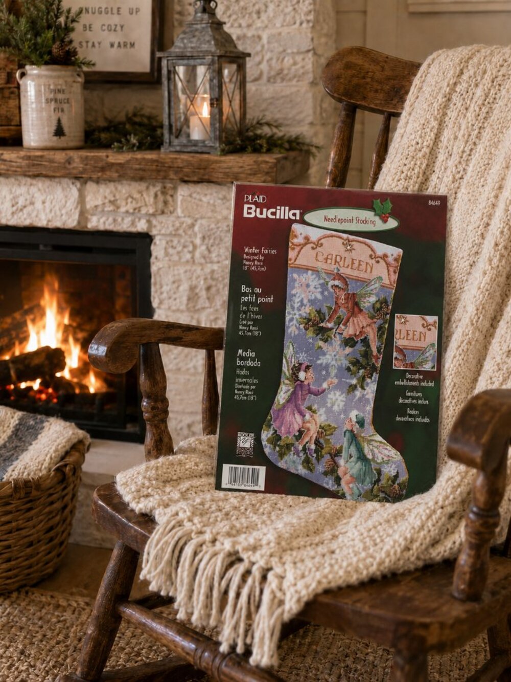 Rare Vintage (2001) Bucilla Winter Fairies Needlepoint Stocking Kit 84649